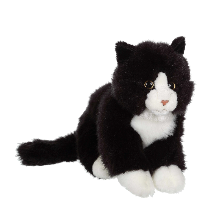  peluche chat mimiz noir et blanc 30 cm 